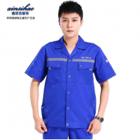 中铁蓝色短袖工作服套装管理人员工作服定制